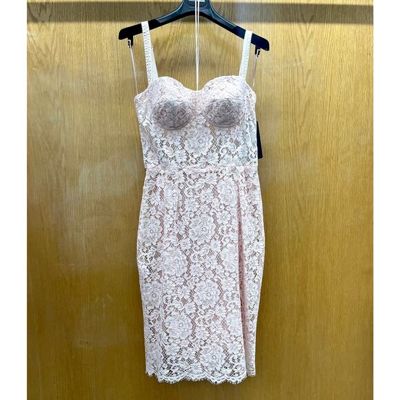NWT DOLCE & GABBANA Floral Lace Bustier MIdi Dress Pink IT 44 / L - Picture 10 of 13